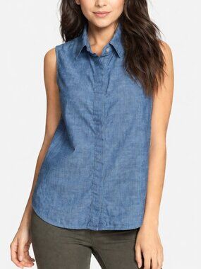 Rag & Bone Chambray Sleeveless Button Front Tank Size L